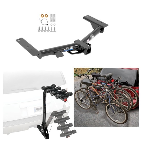 Trailer Hitch w/ 4 Bike Rack For 15-24 Ford Transit 150 250 320 Except Cab and Chassis Approved for Recreational & Offroad Use Carrier for Adult Woman or Child Bicycles Foldable