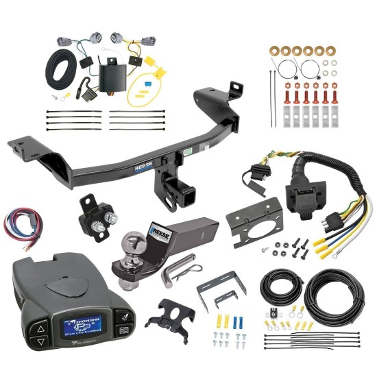 Trailer Hitch Tow Package Prodigy P3 Brake Control For 14-18 Jeep Cherokee w/ 7-Way RV Wiring 2" Drop Mount 2" Ball Class 3 2" Receiver Reese Tekonsha