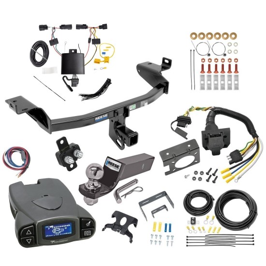 Trailer Hitch Tow Package Prodigy P3 Brake Control For 19-23 Jeep Cherokee w/ 7-Way RV Wiring 2" Drop Mount 2" Ball Class 3 2" Receiver Reese Tekonsha