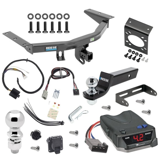 For 2014-2020 Acura MDX Trailer Hitch Tow PKG w/ Tekonsha BRAKE-EVN Brake Control + Plug & Play BC Adapter + 7-Way RV Wiring + 2" & 2-5/16" Ball & Drop Mount (Excludes: w/Full Size Spare Tire Models) By Reese Towpower