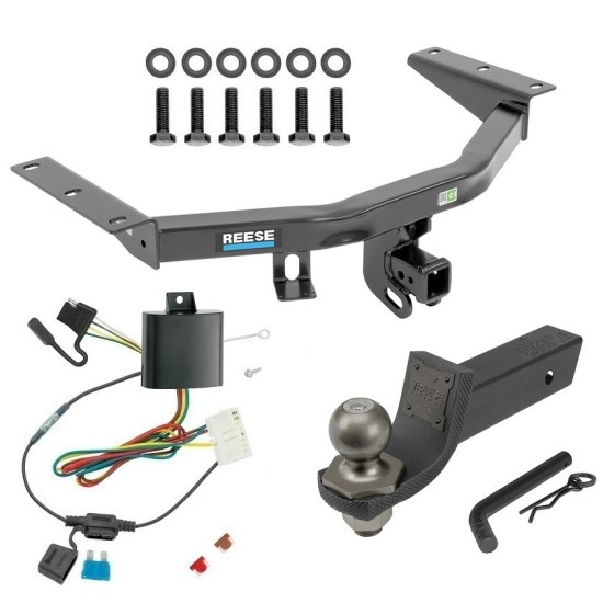 For 2014-2020 Acura MDX Trailer Hitch Tow PKG w/ 4-Flat Wiring + Interlock Tactical Starter Kit w/ 2" Drop & 2" Ball (Excludes: w/Full Size Spare Tire Models) By Reese Towpower