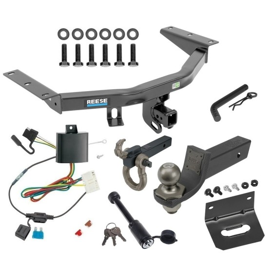 For 2014-2020 Acura MDX Trailer Hitch Tow PKG w/ 4-Flat Wiring + Interlock Tactical Starter Kit w/ 2" Drop & 2" Ball + Tactical Hook & Shackle Mount + Tactical Dogbone Lock + Wiring Bracket (Excludes: w/Full Size Spare Tire Models) By Re