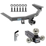 For 2014-2020 Acura MDX Trailer Hitch Tow PKG w/ Triple Ball Ball Mount 1-7/8" & 2" & 2-5/16" Trailer Balls + Pin/Clip (Excludes: w/Full Size Spare Tire Models) By Reese Towpower