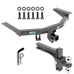 For 2014-2020 Acura MDX Trailer Hitch Tow PKG w/ Dual Adjustable Drop Rise Ball Ball Mount 2" & 2-5/16" Trailer Balls + Pin/Clip (Excludes: w/Full Size Spare Tire Models) By Reese Towpower