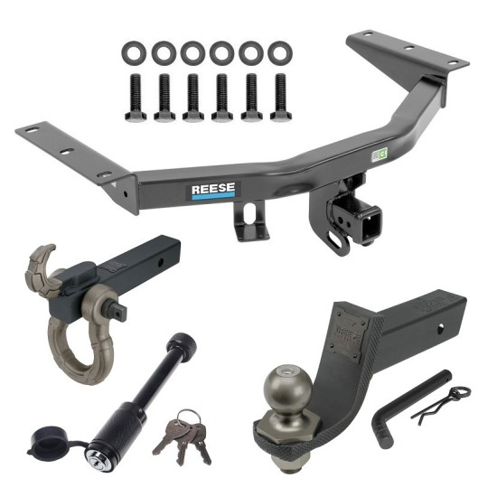 For 2014-2020 Acura MDX Trailer Hitch Tow PKG + Interlock Tactical Starter Kit w/ 3-1/4" Drop & 2" Ball + Tactical Hook & Shackle Mount + Tactical Dogbone Lock (Excludes: w/Full Size Spare Tire Models) By Reese Towpower