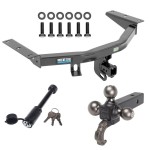 For 2014-2020 Acura MDX Trailer Hitch Tow PKG + Tactical Triple Ball Ball Mount 1-7/8" & 2" & 2-5/16" Balls & Tow Hook + Tactical Dogbone Lock (Excludes: w/Full Size Spare Tire Models) By Reese Towpower