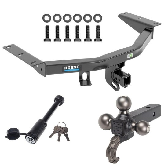 For 2014-2020 Acura MDX Trailer Hitch Tow PKG + Tactical Triple Ball Ball Mount 1-7/8" & 2" & 2-5/16" Balls & Tow Hook + Tactical Dogbone Lock (Excludes: w/Full Size Spare Tire Models) By Reese Towpower