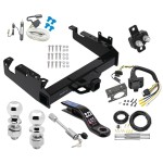 Trailer Tow Hitch For 19-24 Ford F-350 F-450 F-550 Super Duty Cab and Chassis Class V w/ 7-Way Wiring Kit 2-5/16" and 2" Ball 10" Long 3" Drop Draw Bar and Towing Lock