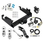 Reese Trailer Tow Hitch For 19-24 Ford F-350 F-450 F-550 Super Duty Cab and Chassis Class V w/ 7-Way Wiring Kit 2-5/16" and 2" Ball 10" Long 5" Drop Draw Bar and Towing Lock