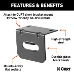 4-Flat Mounting Bracket by Curt - Universal Connector Mounting Bracket for 4-Pin, 4-Pole Wiring Harness Kits #58300