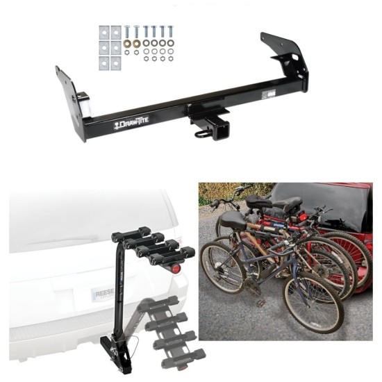 Trailer Hitch w/ 4 Bike Rack For 1995-2004 Toyota Tacoma Approved for Recreational & Offroad Use Carrier for Adult Woman or Child Bicycles Foldable