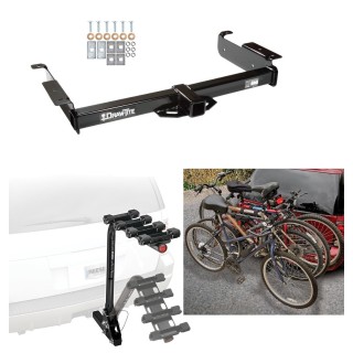 Trailer Hitch w/ 4 Bike Rack For 96-24 Chevy Express GMC Savana Van Approved for Recreational & Offroad Use Carrier for Adult Woman or Child Bicycles Foldable