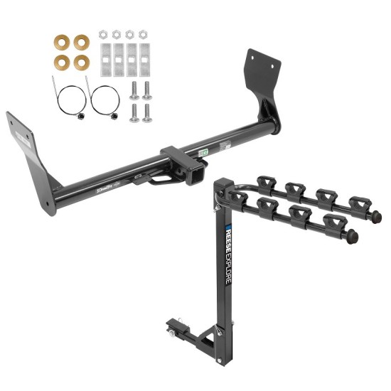 Trailer Tow Hitch w/ 4 Bike Rack For 15-24 Ford Edge SE SEL Titanium tilt away adult or child arms fold down carrier