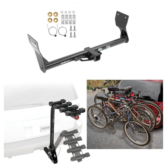 Trailer Hitch w/ 4 Bike Rack For 15-24 Ford Edge SE SEL Titanium Approved for Recreational & Offroad Use Carrier for Adult Woman or Child Bicycles Foldable