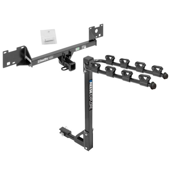 Trailer Tow Hitch w/ 4 Bike Rack For 15-23 RAM ProMaster City tilt away adult or child arms fold down carrier