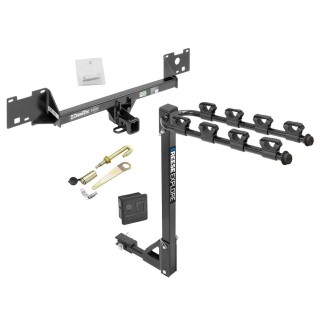 Trailer Tow Hitch w/ 4 Bike Rack For 15-23 RAM ProMaster City tilt away adult or child arms fold down carrier w/ Lock and Cover