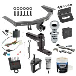 For 2014-2020 Acura MDX Trailer Hitch Tow PKG w/ 4-Flat Wiring + Adjustable Drop Rise Ball Mount + 1-7/8" Ball + Wiring Bracket + Hitch Cover + Dual Hitch & Coupler Locks + Wiring Tester + Ball Lube + Electric Grease + Ball Wrench + Anti Rattle D