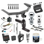 For 2014-2020 Acura MDX Trailer Hitch Tow PKG w/ 4-Flat Wiring + Adjustable Drop Rise Ball Mount + 2" Ball + 1-7/8" Ball + Wiring Bracket + Hitch Cover + Dual Hitch & Coupler Locks + Wiring Tester + Ball Lube + Electric Grease + Ball Wrench 