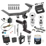 For 2014-2020 Acura MDX Trailer Hitch Tow PKG w/ 4-Flat Wiring + Adjustable Drop Rise Ball Mount + 2" Ball + 2-5/16" Ball + Wiring Bracket + Hitch Cover + Dual Hitch & Coupler Locks + Wiring Tester + Ball Lube + Electric Grease + Ball Wrench