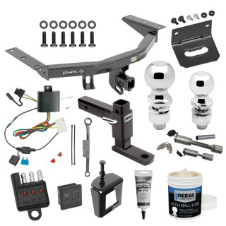 For 2014-2020 Acura MDX Trailer Hitch Tow PKG w/ 4-Flat Wiring + Adjustable Drop Rise Ball Mount + 2" Ball + 2-5/16" Ball + Wiring Bracket + Hitch Cover + Dual Hitch & Coupler Locks + Wiring Tester + Ball Lube + Electric Grease + Ball Wrench