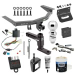 For 2014-2020 Acura MDX Trailer Hitch Tow PKG w/ 4-Flat Wiring + Adjustable Drop Rise Ball Mount + 2-5/16" Ball + Wiring Bracket + Hitch Cover + Dual Hitch & Coupler Locks + Wiring Tester + Ball Lube + Electric Grease + Ball Wrench + Anti Rattle 