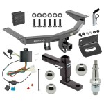 For 2014-2020 Acura MDX Trailer Hitch Tow PKG w/ 4-Flat Wiring + Adjustable Drop Rise Ball Mount + Pin/Clip + Inerchangeable 1-7/8" & 2" & 2-5/16" Balls + Wiring Bracket + Hitch Cover (Excludes: w/Full Size Spare Tire Models) By Dra