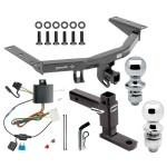 For 2014-2020 Acura MDX Trailer Hitch Tow PKG w/ 4-Flat Wiring + Adjustable Drop Rise Ball Mount + Pin/Clip + 2" Ball + 1-7/8" Ball (Excludes: w/Full Size Spare Tire Models) By Draw-Tite