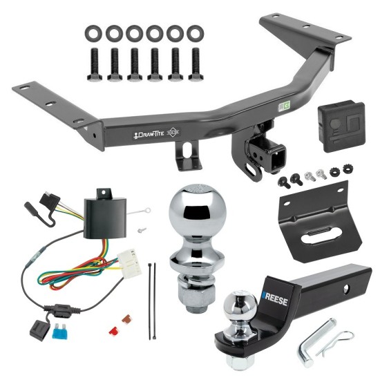 For 2014-2020 Acura MDX Trailer Hitch Tow PKG w/ 4-Flat Wiring + Starter Kit Ball Mount w/ 2" Drop & 2" Ball + 1-7/8" Ball + Wiring Bracket + Hitch Cover (Excludes: w/Full Size Spare Tire Models) By Draw-Tite