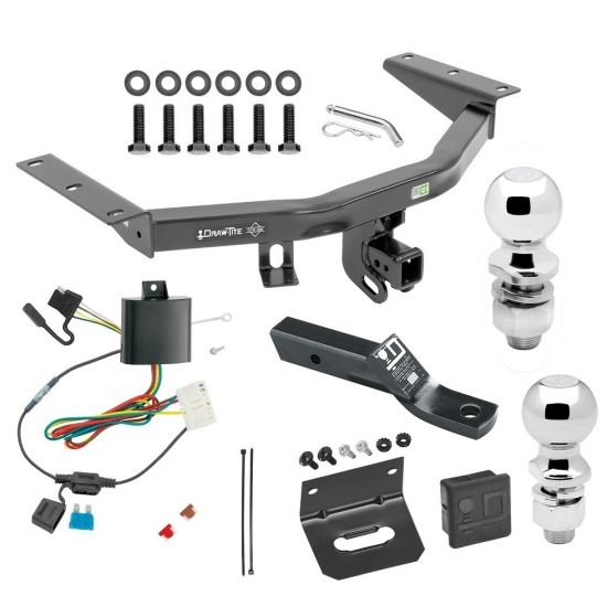 For 2014-2020 Acura MDX Trailer Hitch Tow PKG w/ 4-Flat Wiring + Ball Mount w/ 2" Drop + 2" Ball + 2-5/16" Ball + Wiring Bracket + Hitch Cover (Excludes: w/Full Size Spare Tire Models) By Draw-Tite