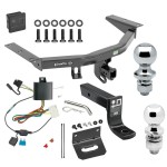 For 2014-2020 Acura MDX Trailer Hitch Tow PKG w/ 4-Flat Wiring + Ball Mount w/ 4" Drop + 2" Ball + 1-7/8" Ball + Wiring Bracket + Hitch Cover (Excludes: w/Full Size Spare Tire Models) By Draw-Tite