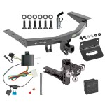 For 2014-2020 Acura MDX Trailer Hitch Tow PKG w/ 4-Flat Wiring + Adjustable Drop Rise Triple Ball Ball Mount 1-7/8" & 2" & 2-5/16" Trailer Balls + Pin/Clip + Wiring Bracket + Hitch Cover (Excludes: w/Full Size Spare Tire Models) By 