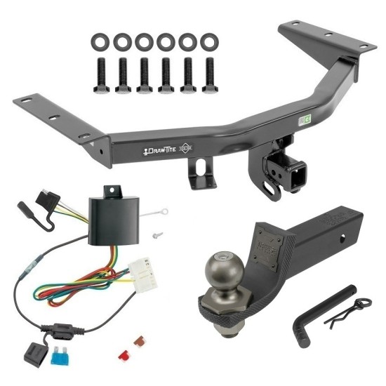 For 2014-2020 Acura MDX Trailer Hitch Tow PKG w/ 4-Flat Wiring + Interlock Tactical Starter Kit w/ 2" Drop & 2" Ball (Excludes: w/Full Size Spare Tire Models) By Draw-Tite