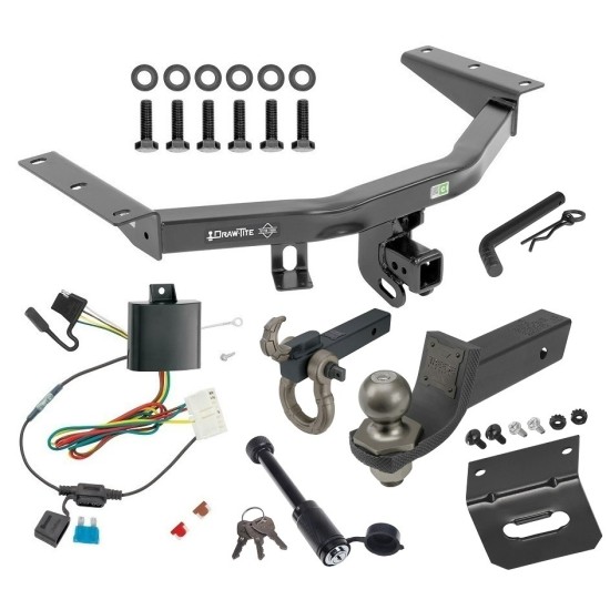 For 2014-2020 Acura MDX Trailer Hitch Tow PKG w/ 4-Flat Wiring + Interlock Tactical Starter Kit w/ 2" Drop & 2" Ball + Tactical Hook & Shackle Mount + Tactical Dogbone Lock + Wiring Bracket (Excludes: w/Full Size Spare Tire Models) By Dr