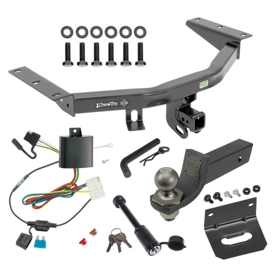 For 2014-2020 Acura MDX Trailer Hitch Tow PKG w/ 4-Flat Wiring + Interlock Tactical Starter Kit w/ 2" Drop & 2" Ball + Tactical Dogbone Lock + Wiring Bracket (Excludes: w/Full Size Spare Tire Models) By Draw-Tite