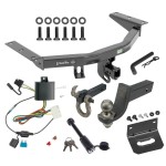 For 2014-2020 Acura MDX Trailer Hitch Tow PKG w/ 4-Flat Wiring + Interlock Tactical Starter Kit w/ 3-1/4" Drop & 2" Ball + Tactical Hook & Shackle Mount + Tactical Dogbone Lock + Wiring Bracket (Excludes: w/Full Size Spare Tire Models) B