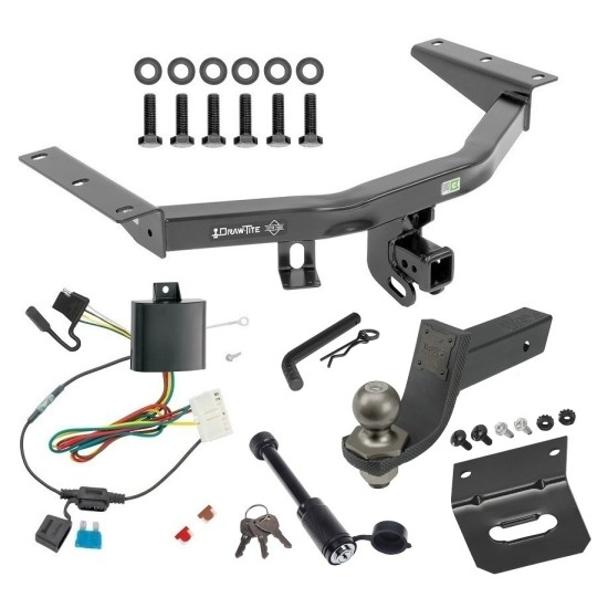 For 2014-2020 Acura MDX Trailer Hitch Tow PKG w/ 4-Flat Wiring + Interlock Tactical Starter Kit w/ 3-1/4" Drop & 2" Ball + Tactical Dogbone Lock + Wiring Bracket (Excludes: w/Full Size Spare Tire Models) By Draw-Tite