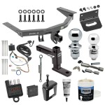 For 2016-2022 Honda Pilot Trailer Hitch Tow PKG w/ 4-Flat Wiring + Adjustable Drop Rise Ball Mount + 2" Ball + 1-7/8" Ball + Wiring Bracket + Hitch Cover + Dual Hitch & Coupler Locks + Wiring Tester + Ball Lube + Electric Grease + Ball Wrenc