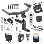 For 2016-2022 Honda Pilot Trailer Hitch Tow PKG w/ 4-Flat Wiring + Adjustable Drop Rise Ball Mount + 2-5/16" Ball + Wiring Bracket + Hitch Cover + Dual Hitch & Coupler Locks + Wiring Tester + Ball Lube + Electric Grease + Ball Wrench + Anti Rattl