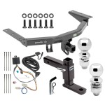 For 2016-2022 Honda Pilot Trailer Hitch Tow PKG w/ 4-Flat Wiring + Adjustable Drop Rise Ball Mount + Pin/Clip + 2" Ball + 2-5/16" Ball By Draw-Tite