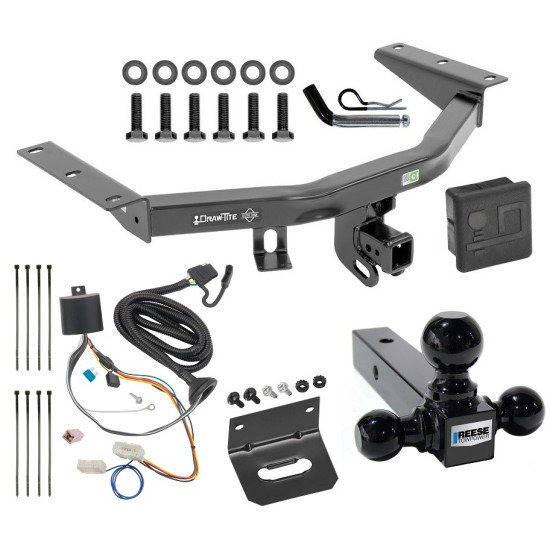 For 2016-2022 Honda Pilot Trailer Hitch Tow PKG w/ 4-Flat Wiring + Triple Ball Ball Mount 1-7/8" & 2" & 2-5/16" Trailer Balls + Pin/Clip + Wiring Bracket + Hitch Cover By Draw-Tite