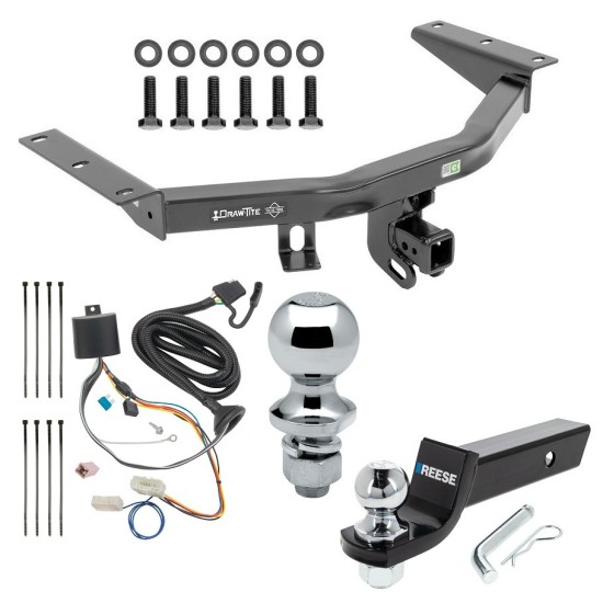 For 2016-2022 Honda Pilot Trailer Hitch Tow PKG w/ 4-Flat Wiring + Starter Kit Ball Mount w/ 2" Drop & 2" Ball + 1-7/8" Ball By Draw-Tite