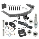 For 2016-2022 Honda Pilot Trailer Hitch Tow PKG w/ 4-Flat Wiring + Ball Mount w/ 2" Drop + Interchangeable Ball 1-7/8" & 2" & 2-5/16" + Wiring Bracket + Hitch Cover By Draw-Tite