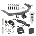 For 2016-2022 Honda Pilot Trailer Hitch Tow PKG w/ 4-Flat Wiring + Ball Mount w/ 2" Drop + 2-5/16" Ball + Wiring Bracket + Hitch Cover By Draw-Tite