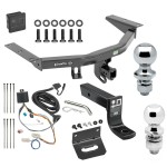 For 2016-2022 Honda Pilot Trailer Hitch Tow PKG w/ 4-Flat Wiring + Ball Mount w/ 4" Drop + 2" Ball + 1-7/8" Ball + Wiring Bracket + Hitch Cover By Draw-Tite