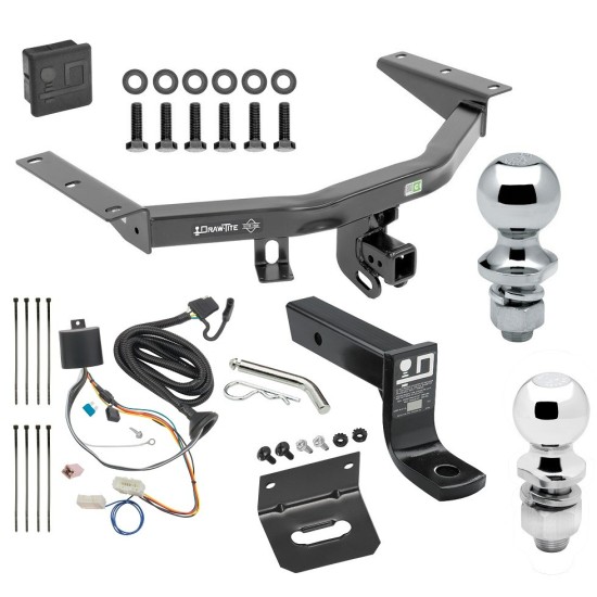 For 2016-2022 Honda Pilot Trailer Hitch Tow PKG w/ 4-Flat Wiring + Ball Mount w/ 4" Drop + 2" Ball + 1-7/8" Ball + Wiring Bracket + Hitch Cover By Draw-Tite