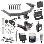 For 2016-2022 Honda Pilot Trailer Hitch Tow PKG w/ 4-Flat Wiring + Adjustable Drop Rise Triple Ball Ball Mount 1-7/8" & 2" & 2-5/16" Trailer Balls + Wiring Bracket + Hitch Cover + Dual Hitch & Coupler Locks + Wiring Tester + Bal