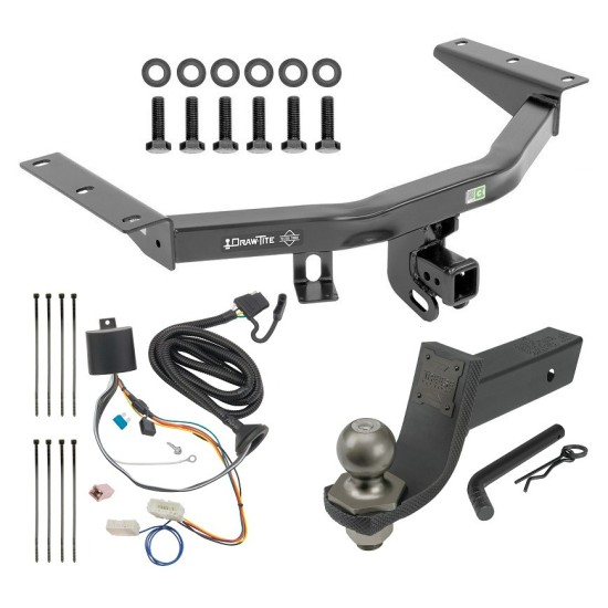 For 2016-2022 Honda Pilot Trailer Hitch Tow PKG w/ 4-Flat Wiring + Interlock Tactical Starter Kit w/ 3-1/4" Drop & 2" Ball By Draw-Tite