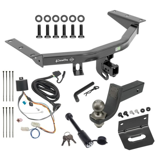 For 2016-2022 Honda Pilot Trailer Hitch Tow PKG w/ 4-Flat Wiring + Interlock Tactical Starter Kit w/ 3-1/4" Drop & 2" Ball + Tactical Dogbone Lock + Wiring Bracket By Draw-Tite