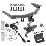 For 2016-2022 Honda Pilot Trailer Hitch Tow PKG w/ 4-Flat Wiring + Tactical Triple Ball Ball Mount 1-7/8" & 2" & 2-5/16" Balls & Tow Hook + Tactical Dogbone Lock + Wiring Bracket By Draw-Tite