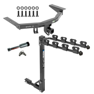 For 2014-2020 Acura MDX Trailer Hitch Tow PKG w/ 4 Bike Carrier Rack + Hitch Lock (Excludes: w/Full Size Spare Tire Models) By Draw-Tite